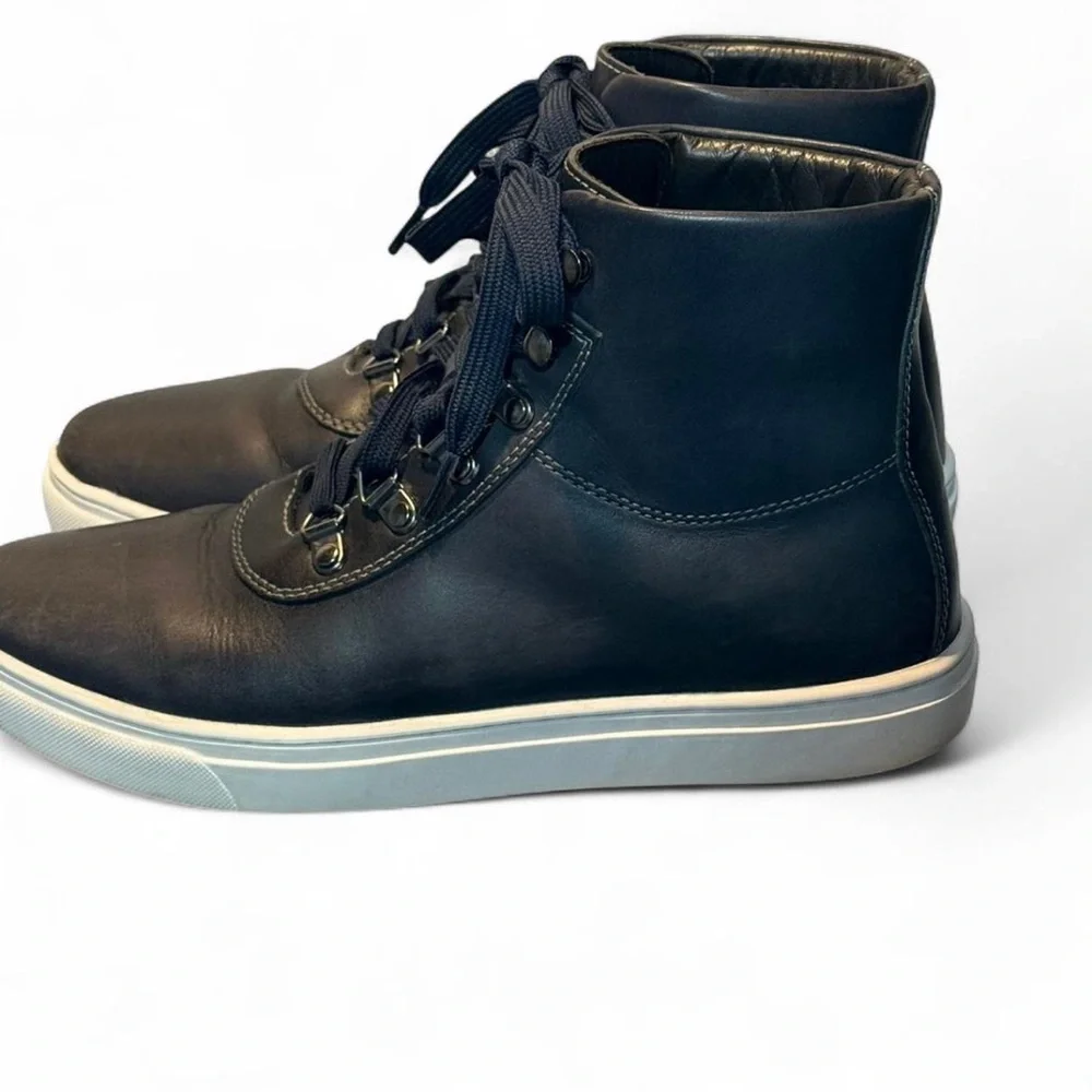 Helm Navy Leather “The Charlie” Ankle High Boots Sz 8.5M